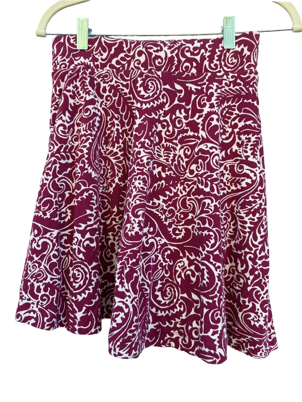 LOFT Magenta Paisley Flared Skirt XXSP 00P Boho Barbiecore A-Line Cottagecore